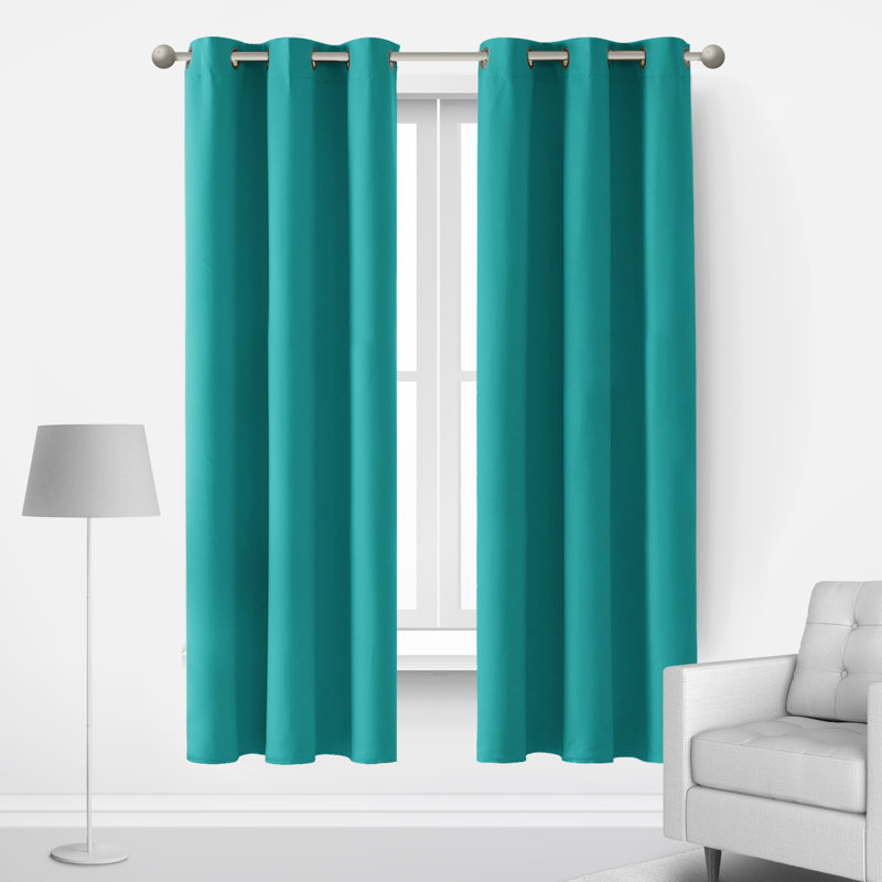 Lompoc Room Darkening Grommet Curtain Panels, Turquoise, 42" W x 72" L
