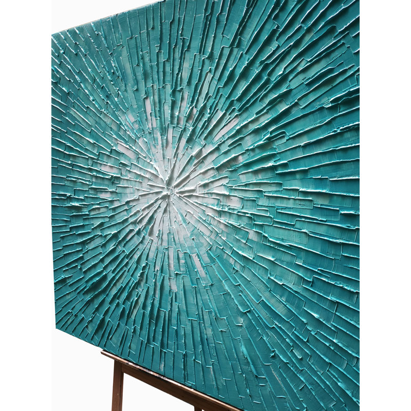 Abstrait soleil dans la forêt - peinture sur toile tendue, L 40 po x H 40 po