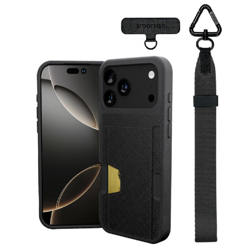 Smartish® iPhone 17 Pro Max Wallet Case + Phone Wristlet - [Slim + Protective] Phone Case Credit Card Holder + Detachable Wrist Strap Loop for Apple iPhone 17 Pro Max - Black Tie Affair