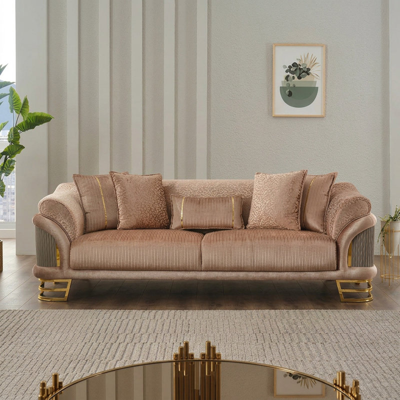 Ensemble de salon 4 pièces Rayte, Beige, Doré