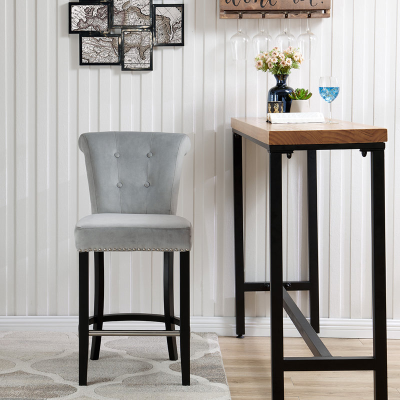 Ockton Upholstered Counter Stool with Solid Wood Frame