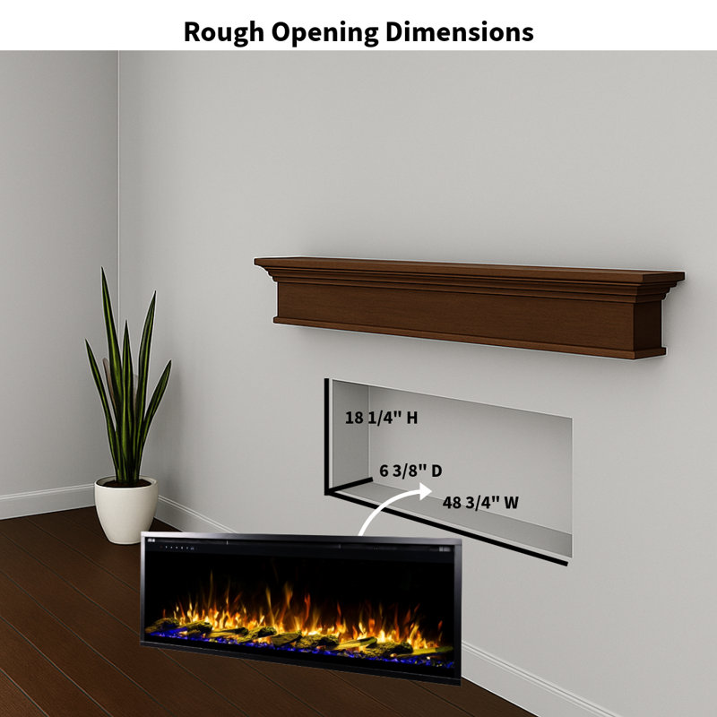 Sideline Elite Pro Smart Electric Fireplace, 19.25" H x 50" W x 6.32" D