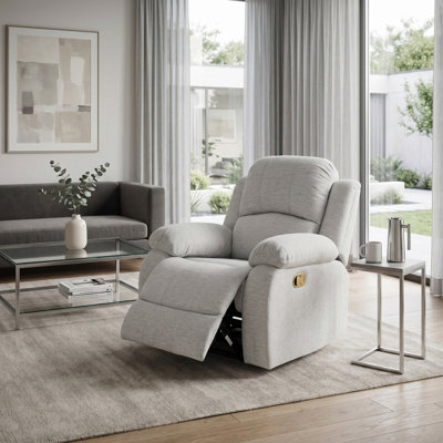 Seder Nordelle Light Gray Linen Manual Recling Chair (1 Piece)