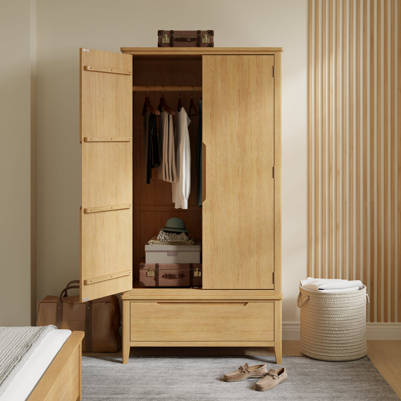 Baggett 2 Door Solid + Manufactured Wood Wardrobe