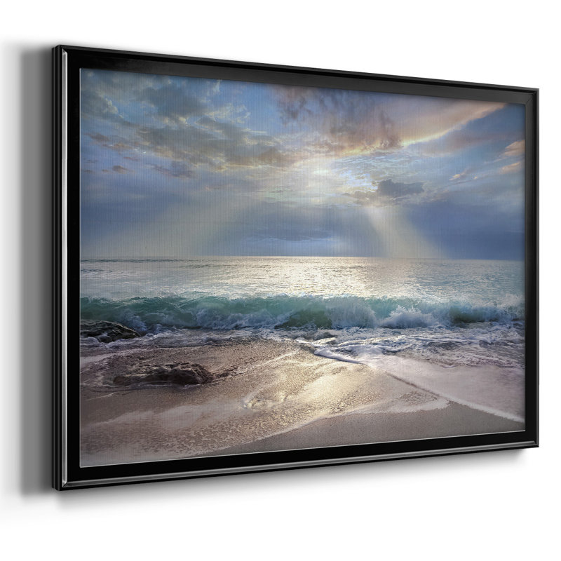 Aqua Blue Morning, reproduction d'art sur toile, H 30 po x l 44 po x P 1,5 po, Toile noire