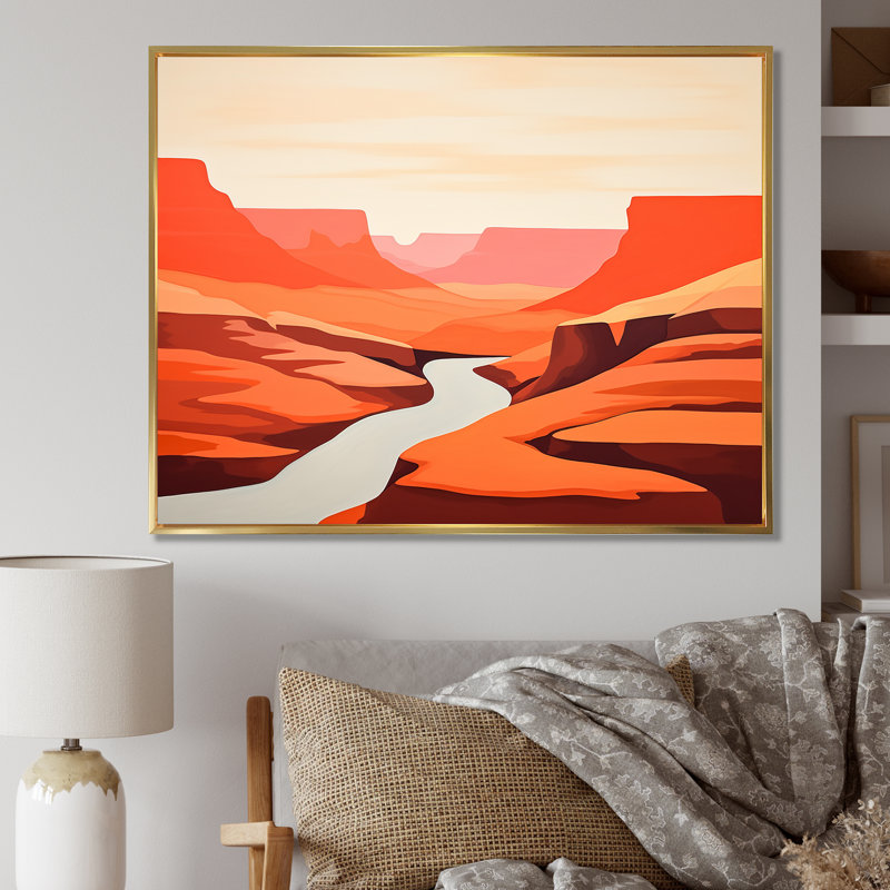 «Brown Minimalisme Canyon Calm IV» sur toile imprimée, Cadre flottant doré, H 30 po x l 40 po x P 1,5 po