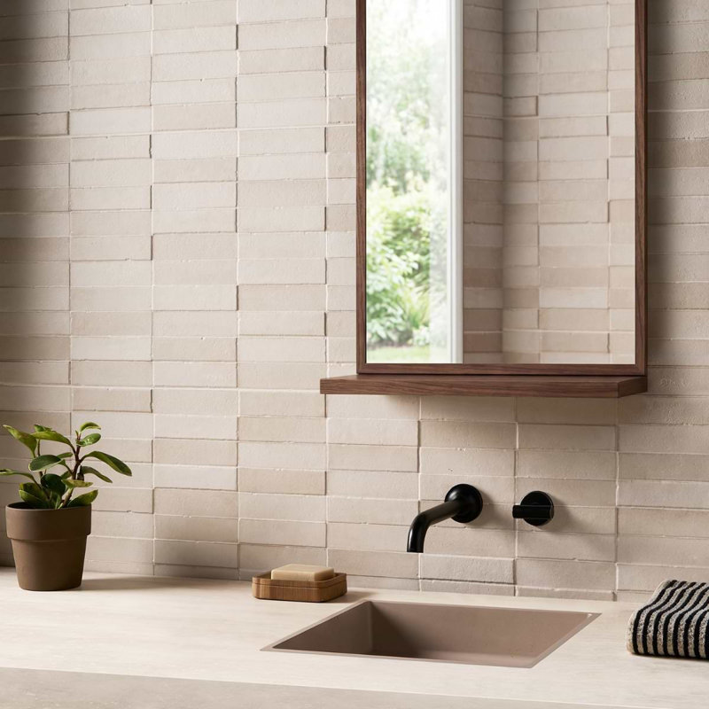 Devi 16x48 Matte Textured Ceramic Tile, Sand Beige