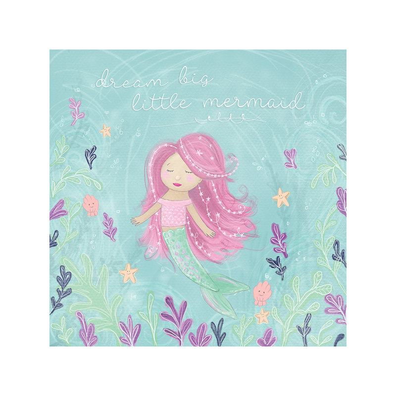 Mermaid And Octopus I - Wrapped Canvas Painting, 45.72 cm H x 45.72 cm W x 1.91 cm D