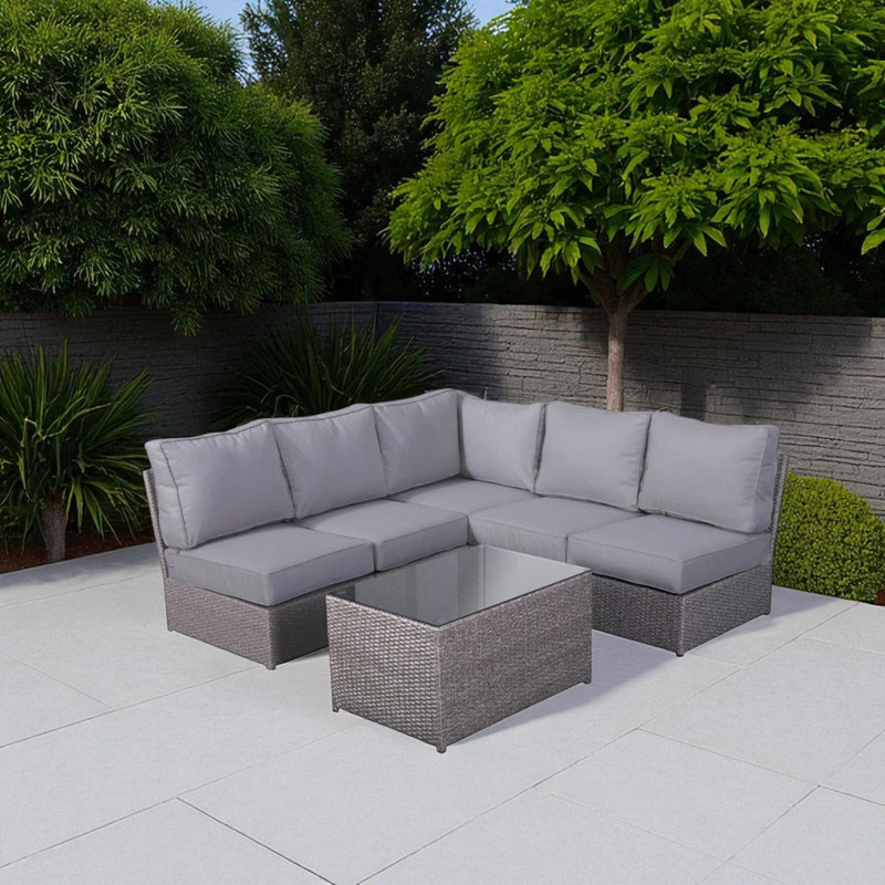 Ensemble de conversation de terrasse pour 4 personnes avec coussins entièrement assemblé