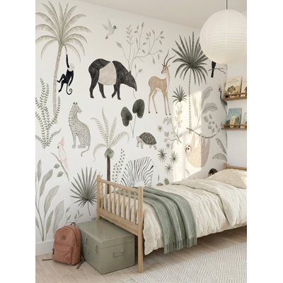 Décoration murale botanique amovible fond blanc