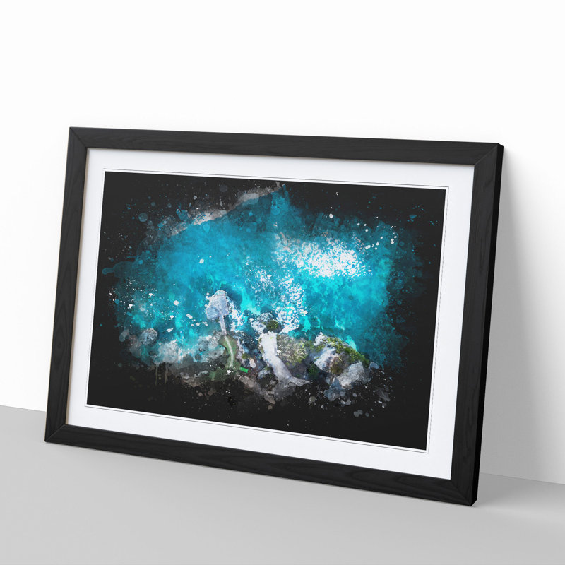 Padang Padang Island in Bali - Picture Frame Painting, 48cm H x 65cm W x 2cm D, Black Framed