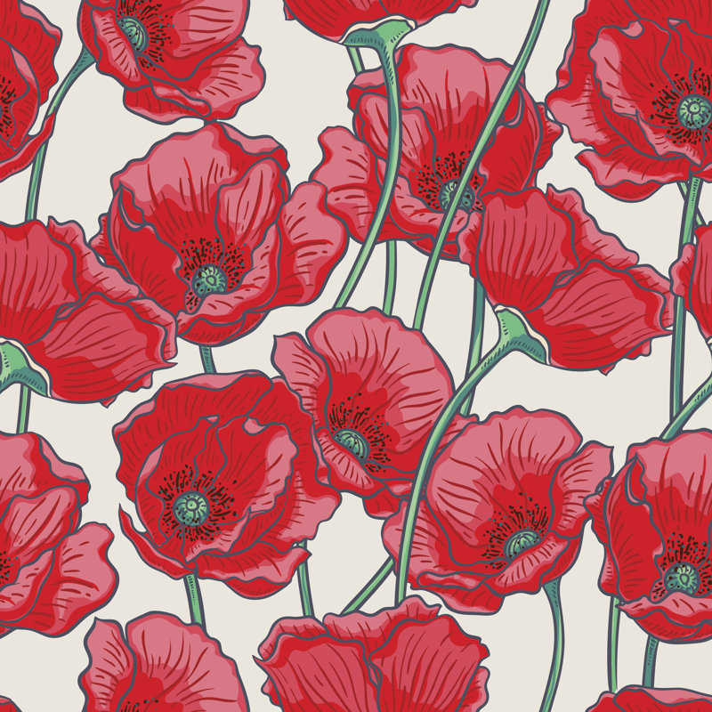 Coquelicots rouges par Melazerg, H 12 po x l 12 po