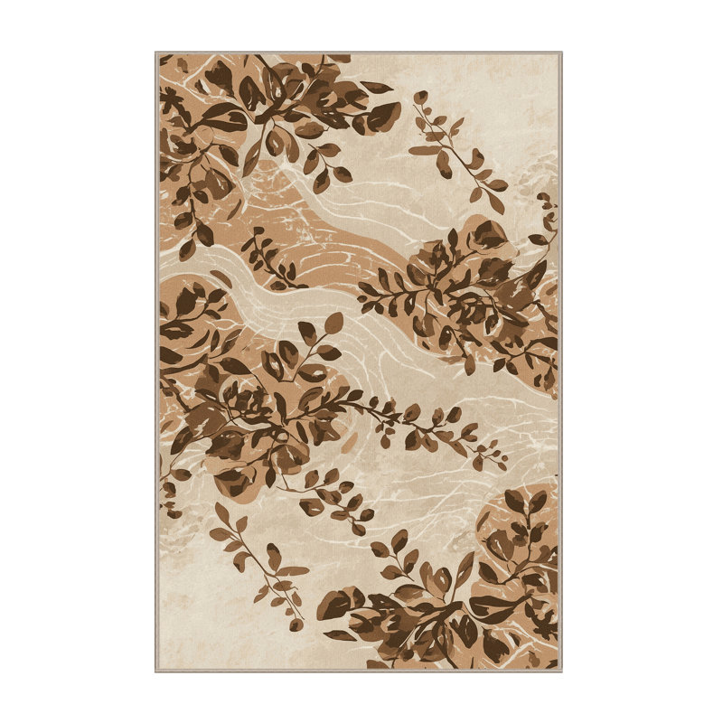 Tapis beige doux et moelleux à motif abstrait bord de mer Esmont, 2 x 5