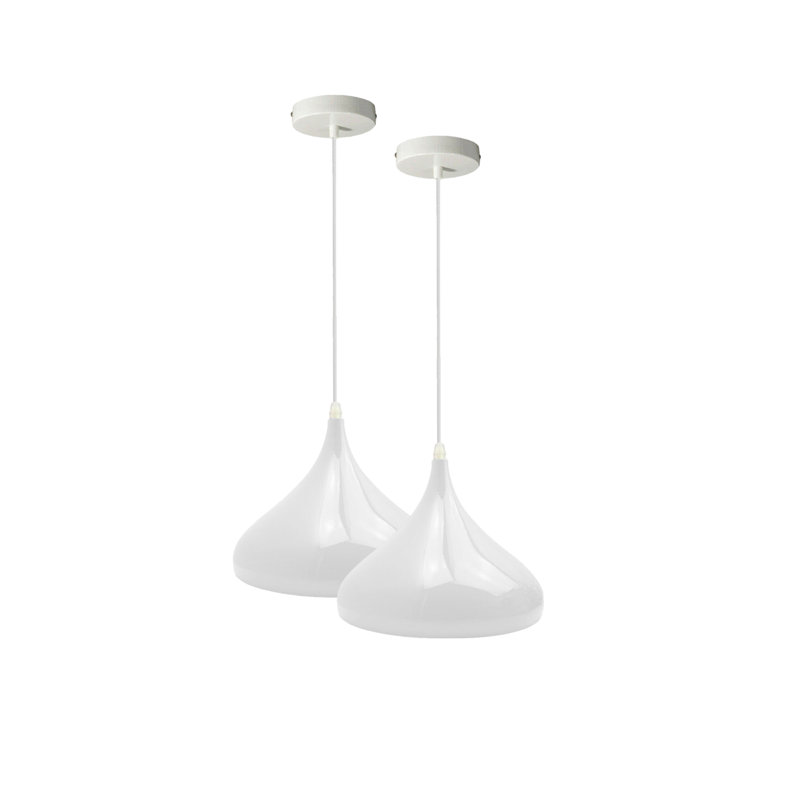 Shinae 1 - Light Teardrop Pendant, White, White