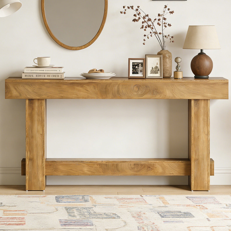 Wooden Farmhouse Sofa Hallway Console Table