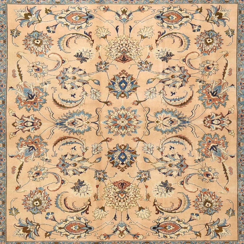 Tapis traditionnel brun / beige, Carré 3 pi