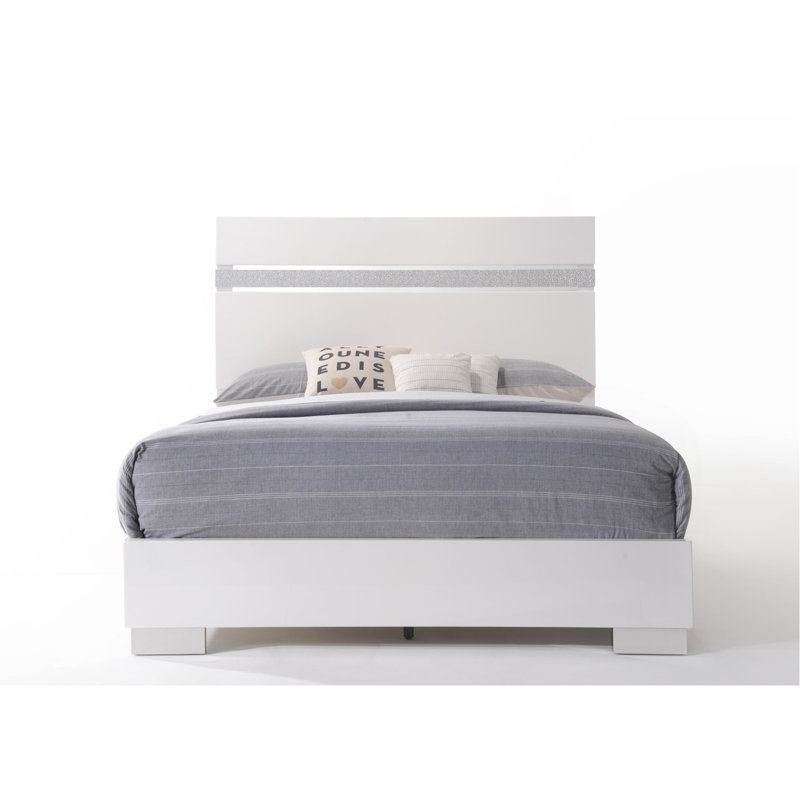 White High Gloss Finish Queen Bed