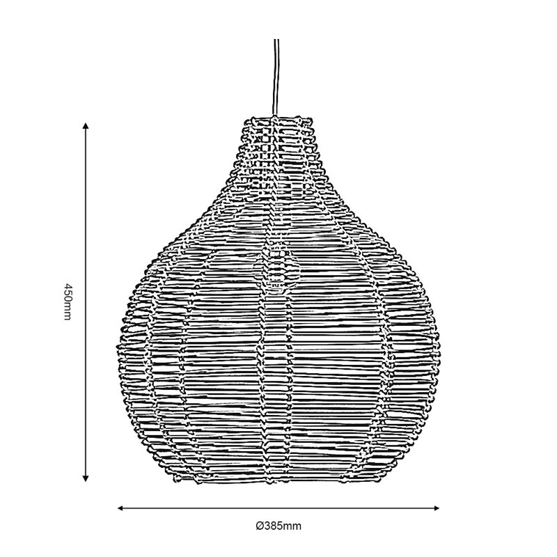 45 cm H Bell Bamboo Pendant Shade ( Screw On ) in Brown
