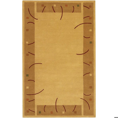Ashlynn Authentic Hand-Tufted Handmade Golden Yellow & Camel Modern Minimalist Abstract Border Wool Area Rug