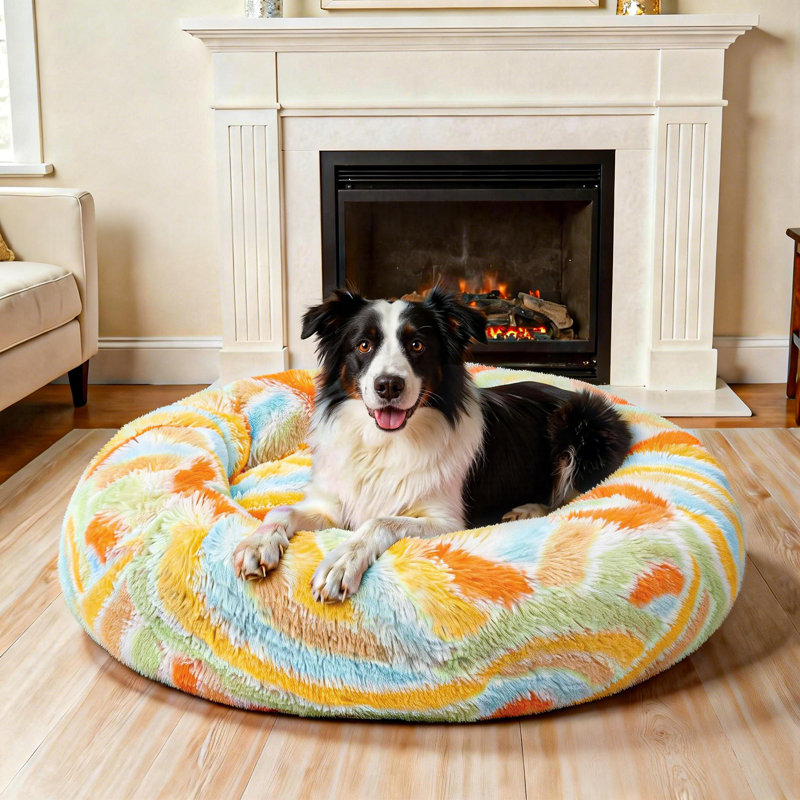 Réchauffant un beignet rond, Grand (H 9 po x l 36 po x P 36 po), Orange/Yellow/Blue/White/Grey