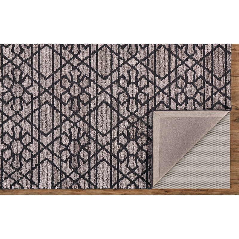 Amirah Wool Gray/Charcoal Area Rug, Rectangle 5' x 8'