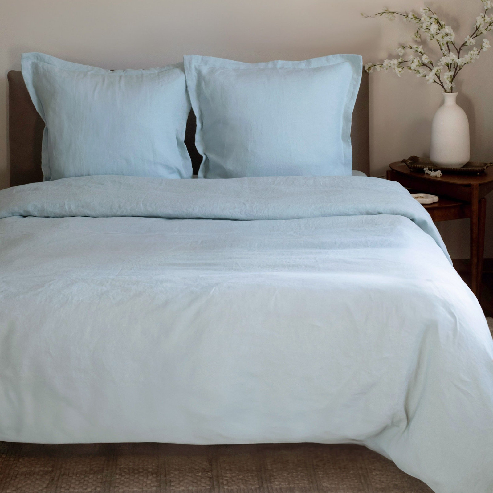 100% French Linen Flanged 26" X 26" Euro Sham, Wave