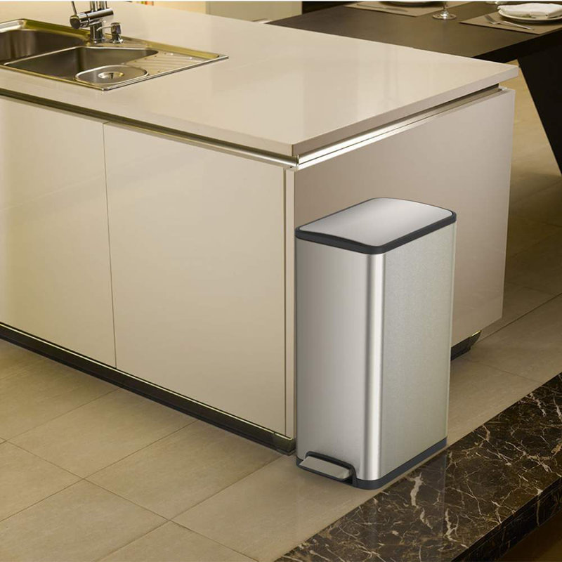 Steel Step On Kitchen Trash Can - 9.9 Gallons