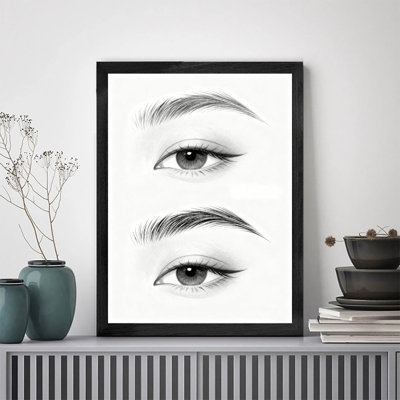 Art mural de maquillage pour les yeux encadré noir, impressions esthétiques réalistes de beauté