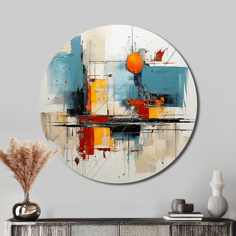 Claribelle - Art abstrait rond en métal, H 29 po x l 29 po