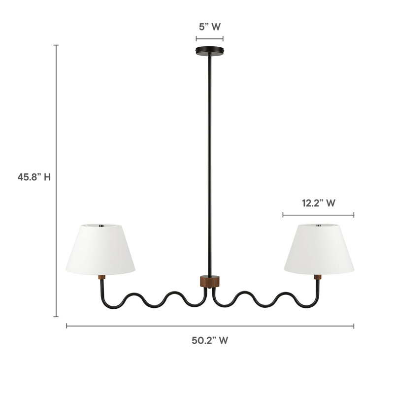 Luminaire suspendu 2 lumières Sunlit Squiggle, Noyer / noir