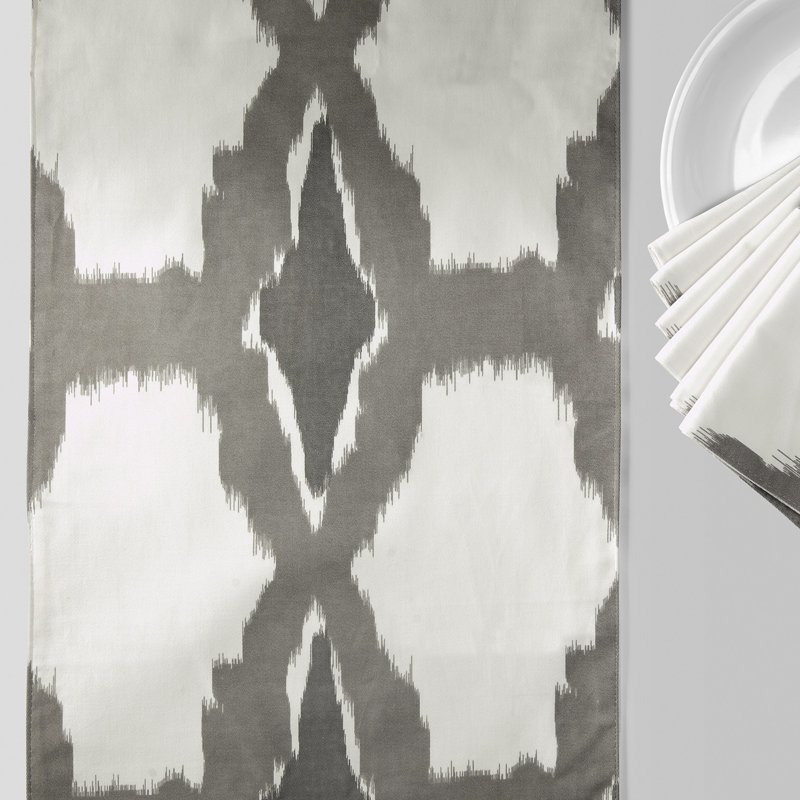 Ensemble de chemin de table et napperons en coton imprimé 7 pièces Seiler, gris