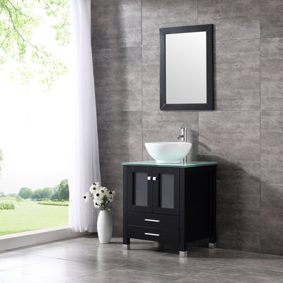 Aldobrando 24.8" Single Bathroom Vanity Set with Mirror