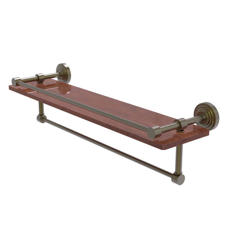 Beresford Bracket Shelf with Towel Bar, Antique Brass, 5" H x 22" W x 5" D