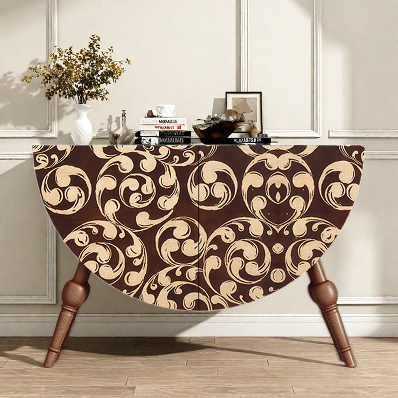 Semicircular Entryway Storage Accent Cabinet, Walnut