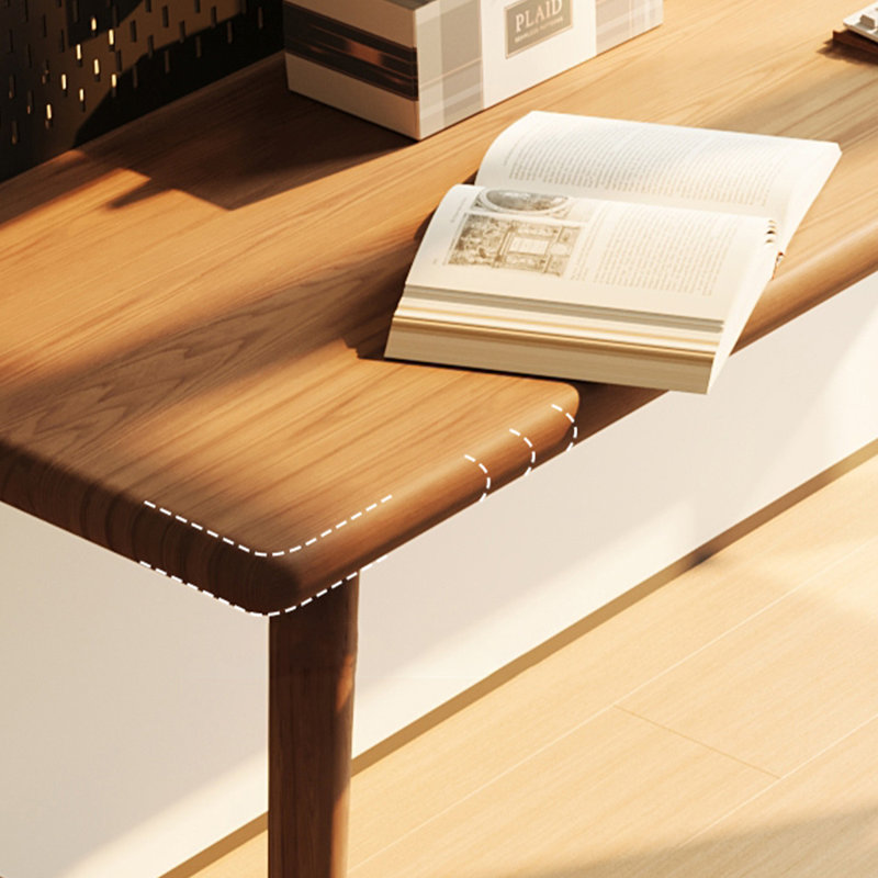 Bureau noyer + bois massif rectangulaire noir + fer, H 61,02 po x l 55,12 po x P 23,62 po