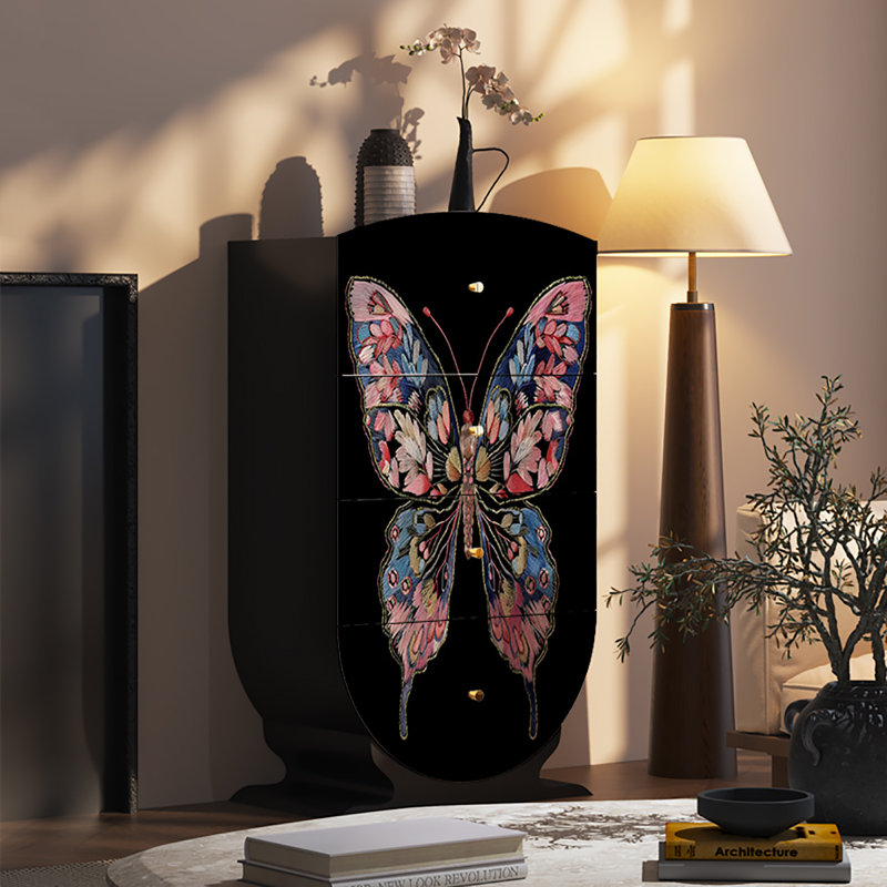 Armoire française à motif de papillons rétro