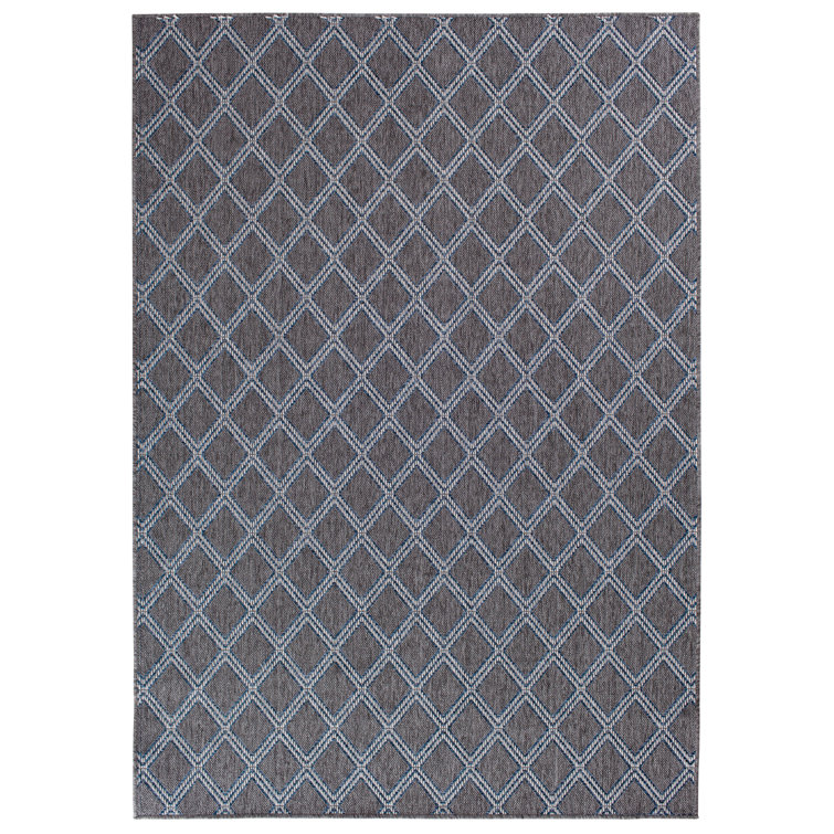 Tapis intérieur / extérieur à motif géométrique gris granite Lipman