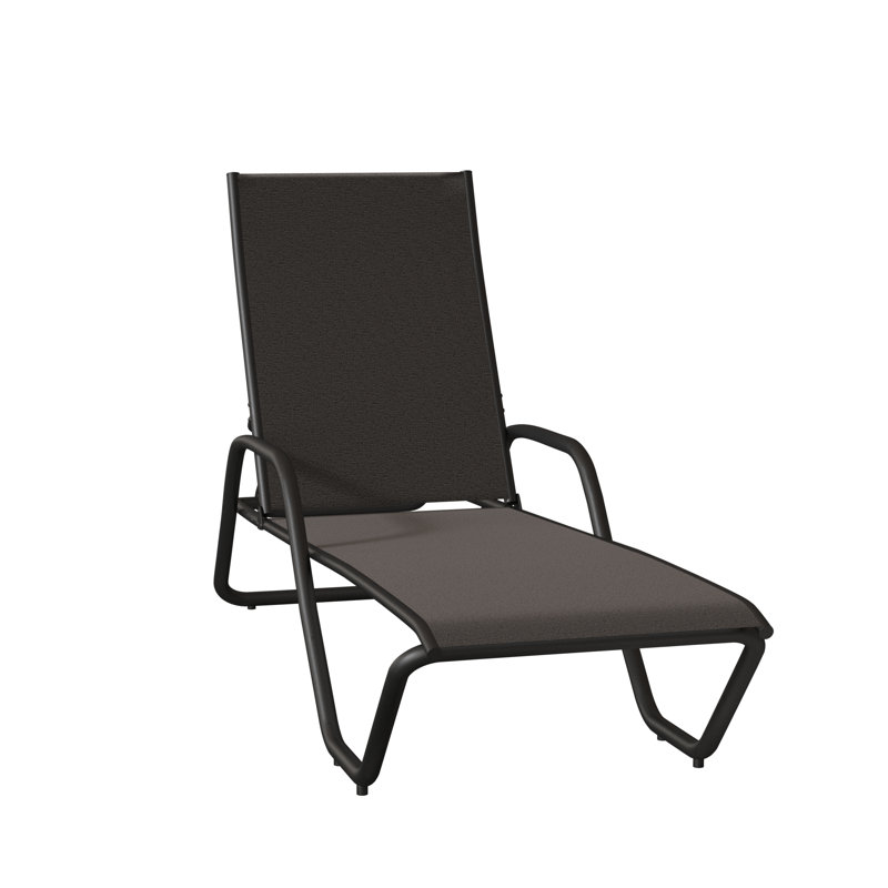 Outdoor Rust-Resistant Metal Chaise Lounge, Textured Desert, Augustine Shadow