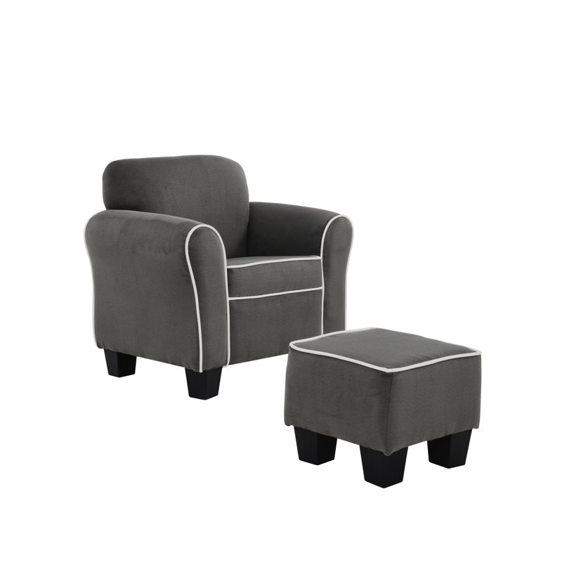 Fauteuil pour enfant avec repose-pieds Aalborg, Gris