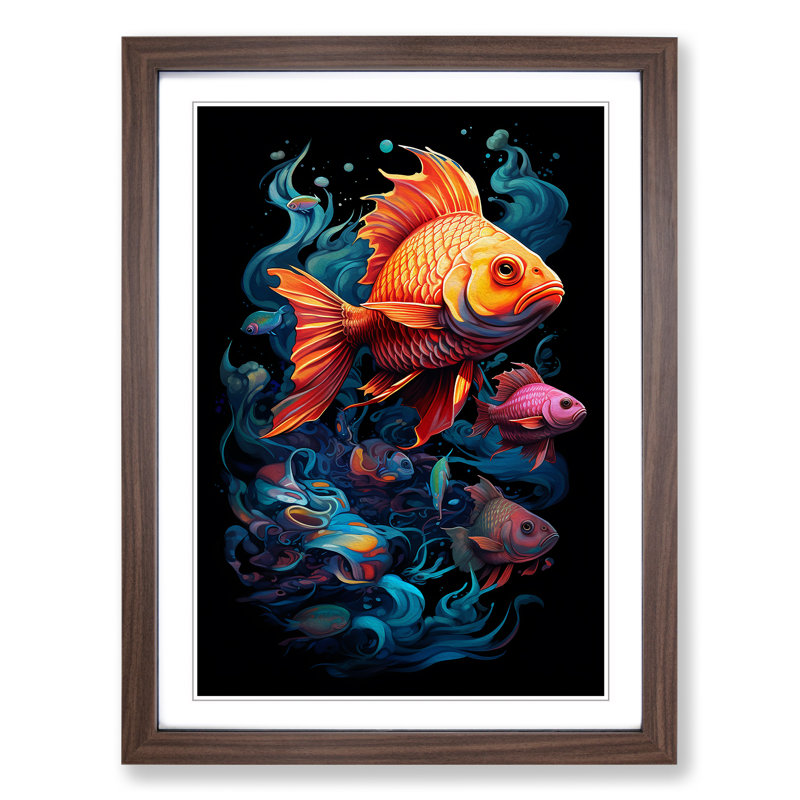 Fish Orphism No.2 - Framed Print, Walnut Framed, 64cm H x 46cm W