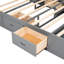 Grand lit plateforme en bois avec tête de lit avec rangement, 4 tiroirs, étagère à chaussures, tête de lit gris avec rangement, tiroirs et support tactile