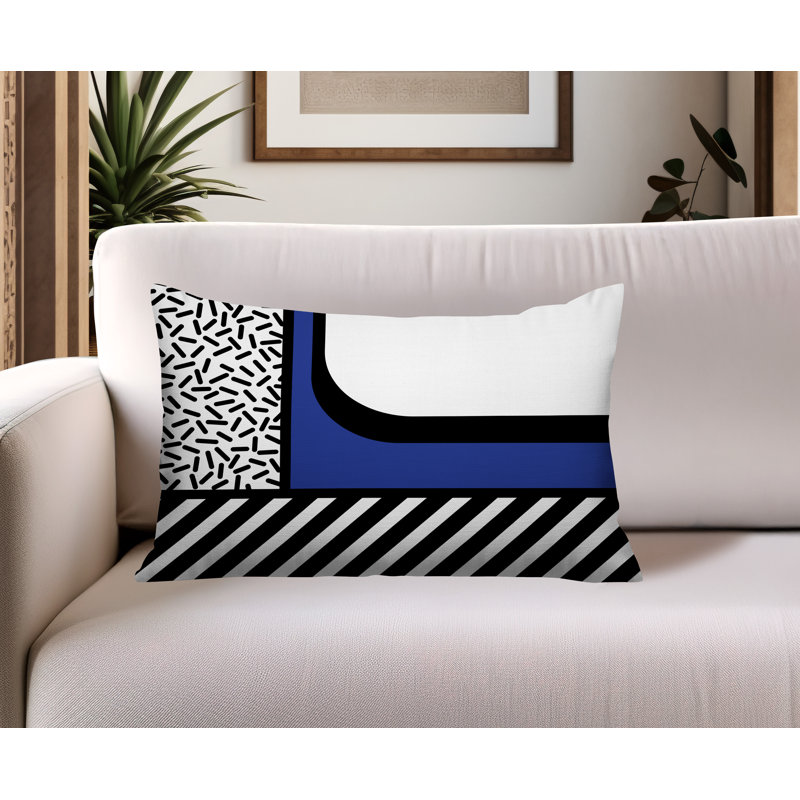 Oreiller rectangulaire réversible intérieur / extérieur Jazzo, Marine, Rectangulaire H 14 po x l 20 po