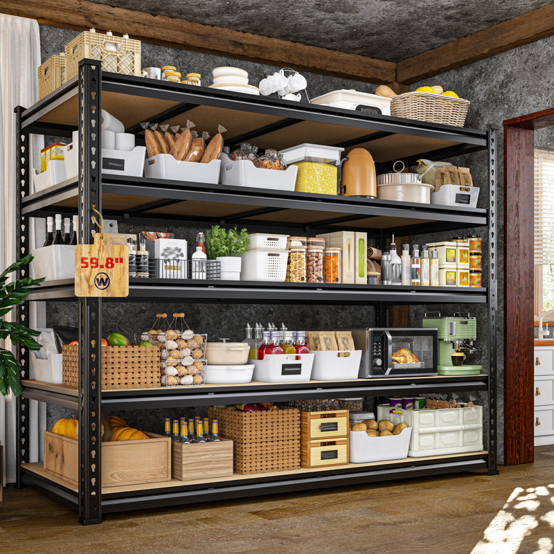 59.8" Extra Wide Heavy Duty Storage Shelves - Adjustable Garage Shelving Unit, Large Capacity, Tool-free Assembly