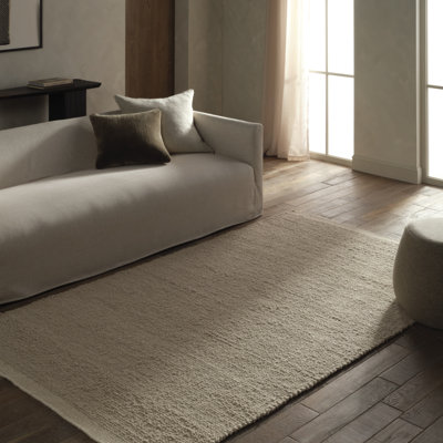 Vestra Handwoven Wool Blend Solid Tan Area Rug