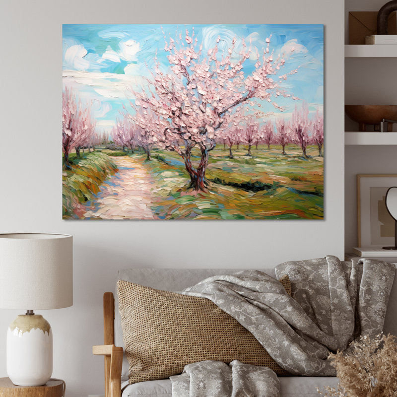 «Vangogh Blooming Cherry Trees» encadré sur toile par Vincent Van Gogh, peinture, H 30 po x l 40 po, Toile tendue, Sans cadre