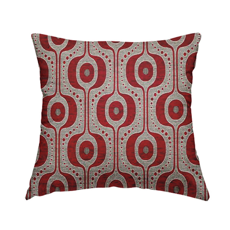 Kory Geometric Square Cushion, 28cm H x 28cm W x 5cm D, Red
