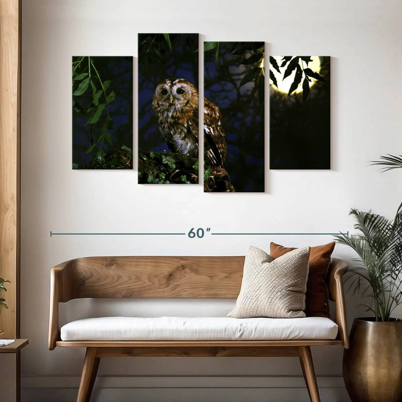 Hibou fauve Brampt, H 32 po x l 52 po