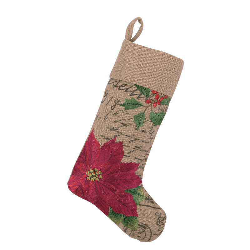 Chaussette de noël en toile jute Diane