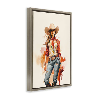 Toile flottante encadrée «Wild West Cowgirl» par Andrea Haase