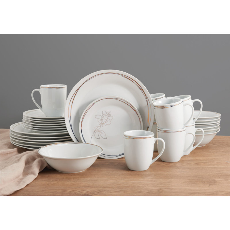 Fitz and Floyd Love Blooms 32-Piece Porcelain Dinnerware Set, Service for 8